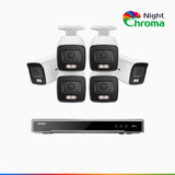 NightChroma<sup>TM</sup> NCK800 – Kit de 6 cámaras de vigilancia PoE de 4K con videograbador NVR de 8 canales, color visión nocturna, capacidad de decodificación 4K en 2 canales, detección de personas y vehículos, análisis inteligente de comportamiento