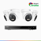 NightChroma<sup>TM</sup> NCK800 - Kit de 4 cámaras de vigilancia PoE de 4K con videograbador NVR de 8 canales, color visión nocturna, capacidad de decodificación 4K en 2 canales, detección de personas y vehículos, análisis inteligente de comportamiento