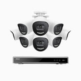 H800X - Kit de 8 cámaras de vigilancia PoE de 4K con videograbador NVR de 8 canales, apertura f/1,6 (0,003 Lux), alarma de sirena y estroboscópica, audio bidireccional, detección de personas y vehículos, protección del perímetro, funciona con Alexa