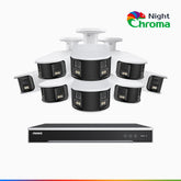 NightChroma<sup>TM</sup> NDK800 – Kit de 8 cámaras de vigilancia PoE de 4K con videograbador NVR de 16 canales, panorámica doble lente, visión nocturna en color, detección de humanos y vehículos, análisis de comportamiento inteligente
