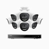 H800X - Kit de 8 cámaras de vigilancia PoE de 4K con videograbador NVR de 16 canales, apertura f/1,6 (0,003 Lux), alarma de sirena y estroboscópica, audio bidireccional, detección de personas y vehículos, protección del perímetro, funciona con Alexa