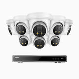 H800X - Kit de 8 cámaras de vigilancia PoE de 4K con videograbador NVR de 16 canales, apertura f/1,6 (0,003 Lux), alarma de sirena y estroboscópica, audio bidireccional, detección de personas y vehículos, protección del perímetro, funciona con Alexa