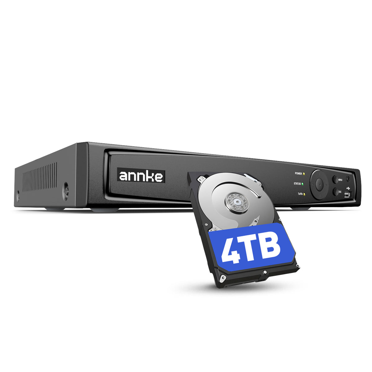 ANNKE Sistema de vigilancia NVR 16CH 4K PoE con 4 TB HDD, Grabadora de vídeo PoE, 24/7 videovigilancia para casa, interior, exterior, seguridad Compatible con cámaras IP HD de 12MP/4 K/5 MP/4 MP