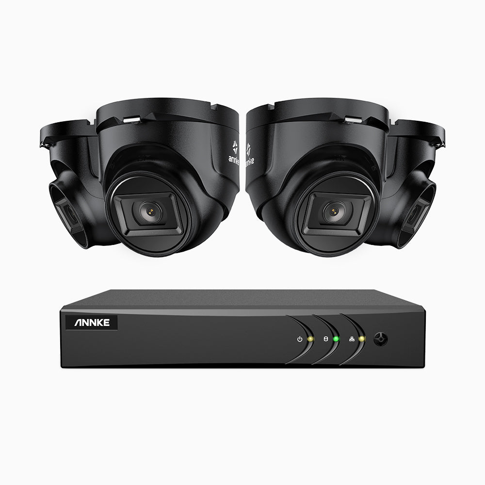 EL200 - Kit de 4 cámaras de vigilancia 1080p con grabador de 4 canales, DVR inteligente con detección de humanos y vehículos, visión nocturna por infrarrojos de 20 metros, señal de salida 4-en-1, IP67
