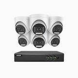 ADLK500 - Kit de 6 cámaras de vigilancia 3K con grabador de 8 canales, Doble Luz Visión Nocturna, Apertura Superficial f/1.2, Señal de Salida 4 en 1, Micrófono Incorporado, IP67 Resistente al Clima
