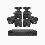 ADLK500 - Kit de 6 cámaras de vigilancia 3K con grabador de 8 canales, Doble Luz Visión Nocturna, Apertura Superficial f/1.2, Señal de Salida 4 en 1, Micrófono Incorporado, IP67 Resistente al Clima