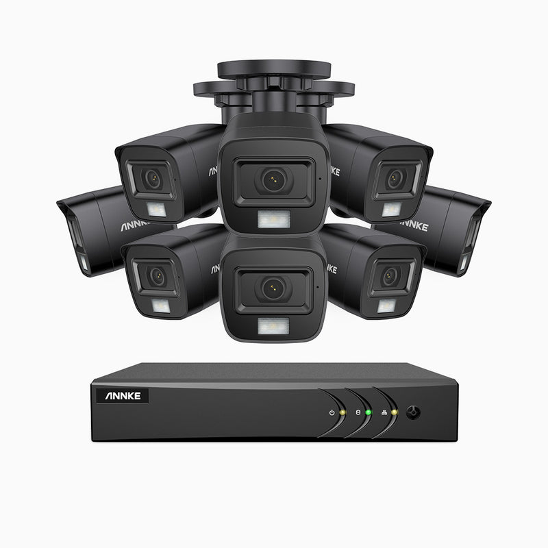ADLK500 - Kit de 8 cámaras de vigilancia 3K con grabador de 8 canales, Doble Luz Visión Nocturna, Apertura Superficial f/1.2, Señal de Salida 4 en 1, Micrófono Incorporado, IP67 Resistente al Clima