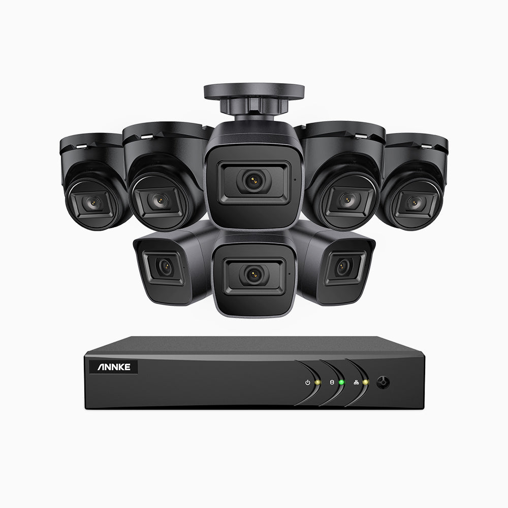 EL200 - Kit de 4 cámara bullet y 4 cámara domo y de vigilancia 1080p con grabador de 8 canales, DVR inteligente con detección de humanos y vehículos, visión nocturna por infrarrojos de 20 metros, señal de salida 4-en-1, IP67