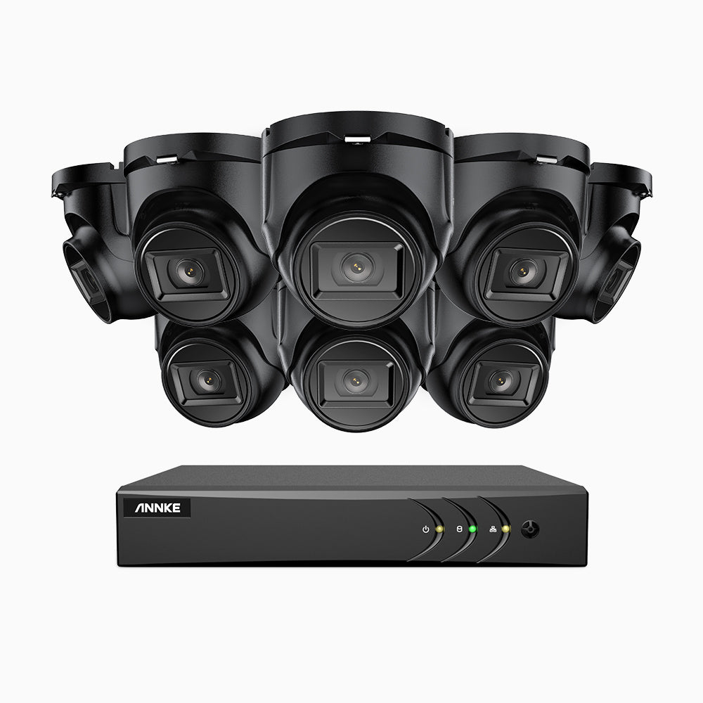 EL200 - Kit de 8 cámaras de vigilancia 1080p con grabador de 8 canales, DVR inteligente con detección de humanos y vehículos, visión nocturna por infrarrojos de 20 metros, señal de salida 4-en-1, IP67