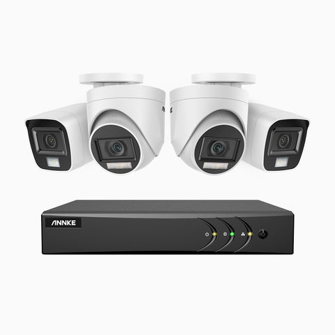 ADLK200 - Kit de vigilancia 1080p con 2 cámaras bullet y 2 cámaras domo y grabador de 8 canales, Doble Luz Visión Nocturna, señal de salida 4 en 1, micrófono incorporado, resistente a la intemperie IP67