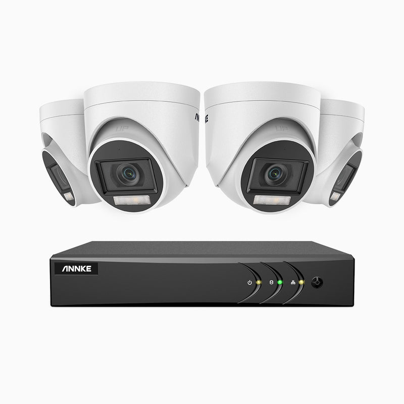 ADLK200 - Kit de 4 cámaras de vigilancia 1080p con grabador de 8 canales, Doble Luz Visión Nocturna, señal de salida 4 en 1, micrófono incorporado, resistente a la intemperie IP67