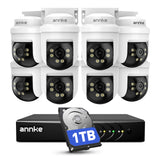 ANNKE 3K Kit Camaras de Vigilancia por Cable para Exteriores, 8X Cámaras PTZ 3K con Audio, 5MP Lite  DVR 8 Canales con Detección IA de Personas/Vehículos y Disco Duro 1TB, Visión Nocturna IR 100ft