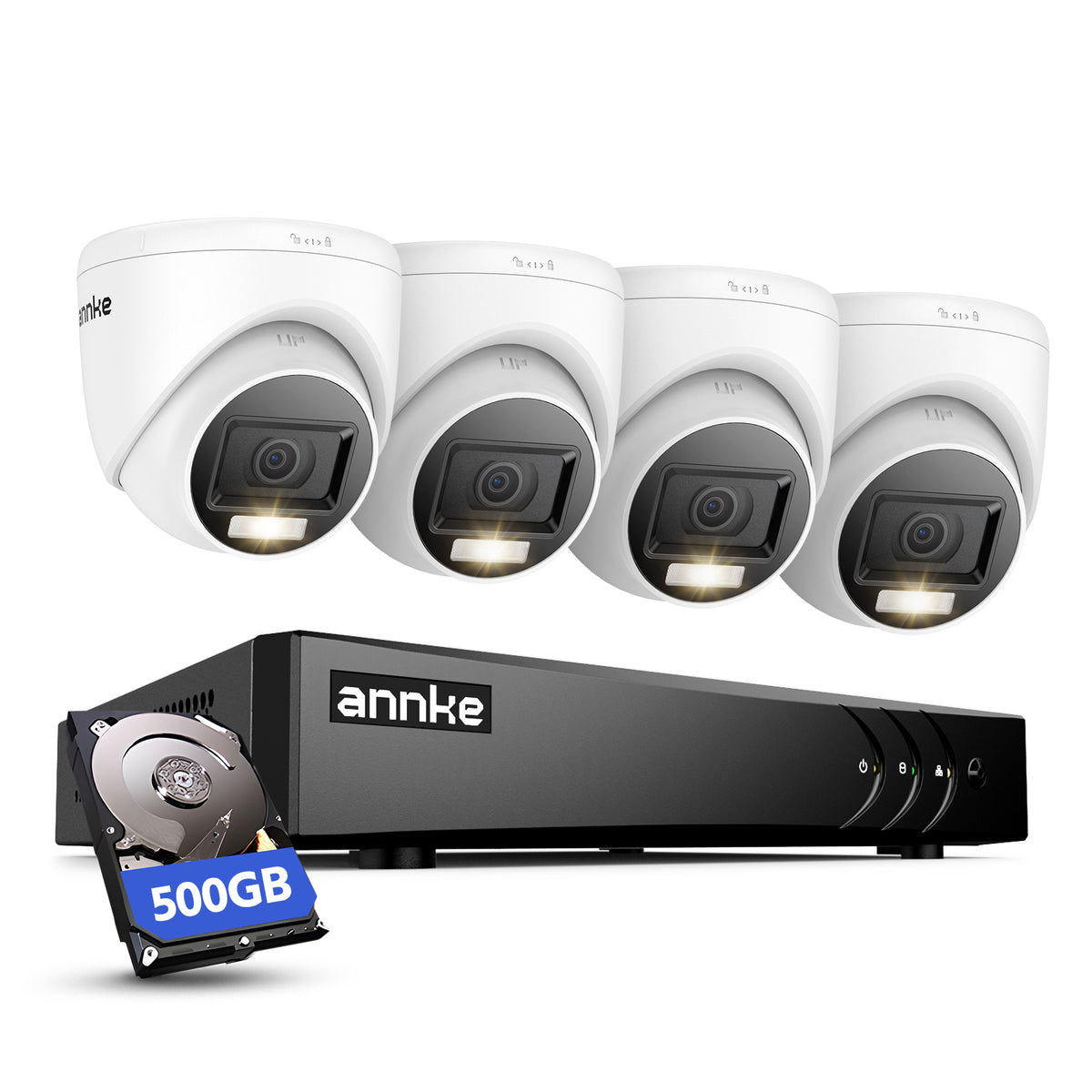 ANNKE 4x2MP Sistema Cámaras de Seguridad Cableadas,500GB HDD,Grabación 24/7, 1920 X 1080 Fil Extérieure Caméras de Vidéosurveillance, Détection de Personne/Véhicule, Vision Nocturne en Couleur, IP67