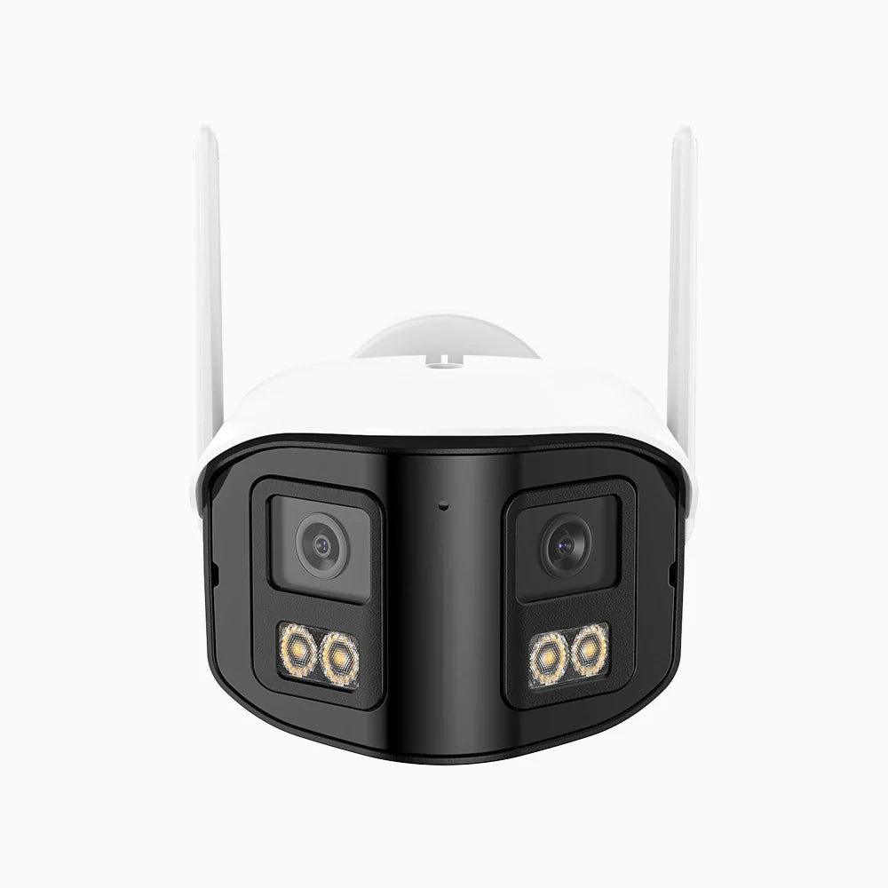 WCD400P - Cámara de Seguridad Exterior Inalámbrica 4MP con Doble Lente WiFi, Ángulo Ultra Ancho de 170°, WiFi Dual-Band 2.4G/5G, Visión Nocturna a Color, Audio Bidireccional, Almacenamiento en la Nube y Local hasta 256 GB, Compatible con Alexa