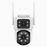 WCD220 - Cámara de seguridad WiFi para exterior 4MP con doble lente, giro 355° e inclinación 90°, WiFi 2.4 GHz, detección de personas, visión nocturna Dual Light, sirena de alarma, audio bidireccional, compatible con Alexa