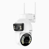 WCD1012 - Cámara de Seguridad Exterior WiFi PTZ de Doble Lente 10MP UHD, Vista Panorámica 360°, Zoom Óptico 12X, Visión Nocturna Inteligente con Luz Dual, Audio Bidireccional, Giro 270° & Inclinación 90°, Almacenamiento en la Nube o MicroSD hasta 256 GB