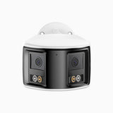 FCD600 - Cámara de Seguridad Exterior PoE UHD 6MP con Doble Lente, Vista Panorámica de 180°, Visión Nocturna con Doble Luz Inteligente, Audio Bidireccional, Sirena y Alarma Activa, Detección de Personas y Vehículos, IP67