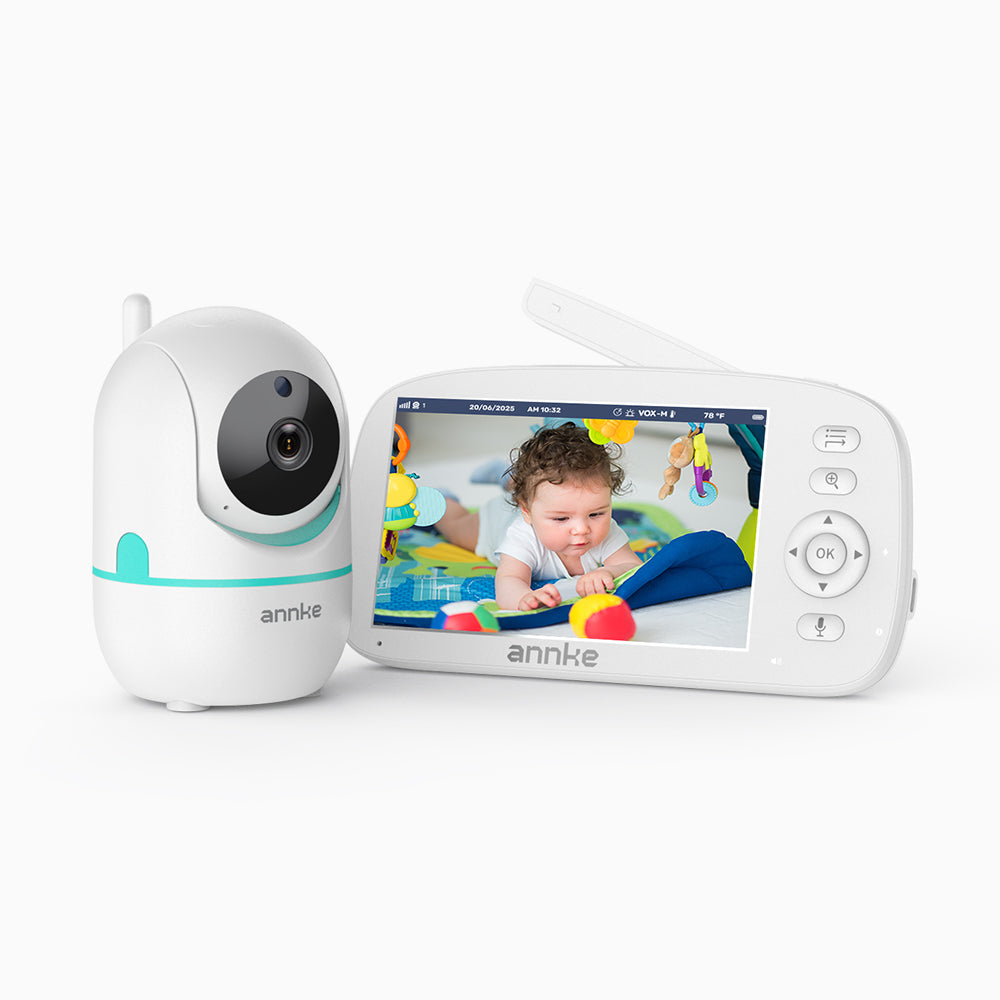 Tivona - Monitor de Bebé de Vídeo 1080p con Pantalla HD de 5", Cámara, Audio Bidireccional, Detección de Voz y Temperatura, Recordatorio de Alimentación, Giro e Inclinación de 360°, Zoom 2X, Batería de 5000mAh, Función VOX