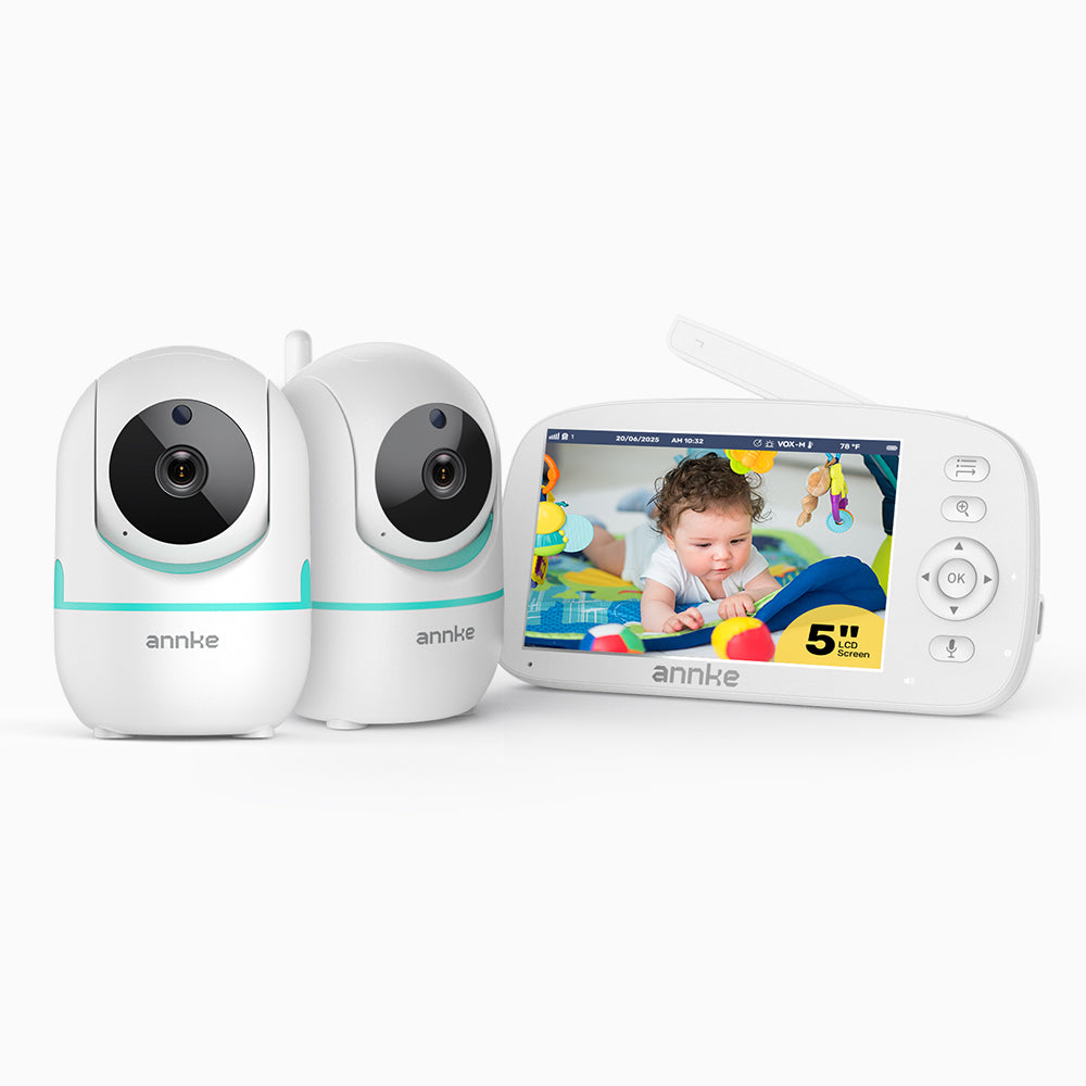 Tivona - Monitor de Bebé de Vídeo 1080p con Pantalla HD de 5", Cámara, Audio Bidireccional, Detección de Voz y Temperatura, Recordatorio de Alimentación, Giro e Inclinación de 360°, Zoom 2X, Batería de 5000mAh, Función VOX