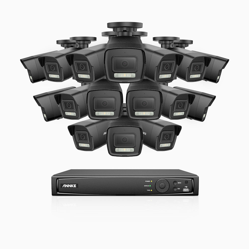 H500P - Kit de 16 cámaras de vigilancia PoE de 3K con videograbador NVR de 16 canales, 3072 × 1728 @ 20 fps, Detección de Personas y Vehículos, Audio Bidireccional, IP67