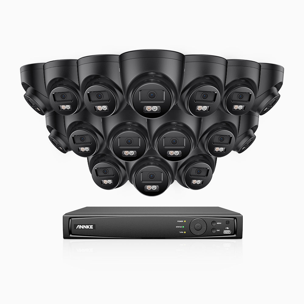 H500P - Kit de 16 cámaras de vigilancia PoE de 3K con videograbador NVR de 16 canales, 3072 × 1728 @ 20 fps, Detección de Personas y Vehículos, Audio Bidireccional, IP67