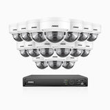 H1200 - Kit de 16 cámaras de vigilancia PoE de 4K 12MP con videograbador NVR de 16 canales, EXIR Visión Nocturna, detección de humanos y vehículos, H.265+, micrófono incorporado, almacenamiento local máximo de 512 GB, IP67