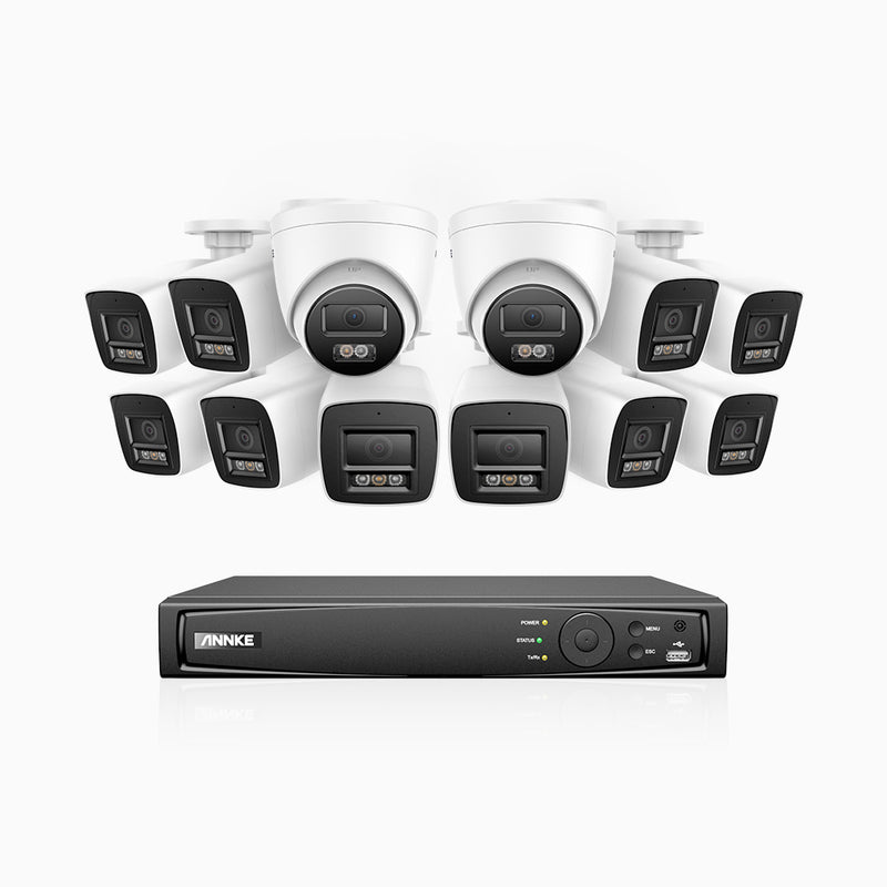 H800 - Kit de vigilancia PoE 4K con 10 cámaras bullet y 2 cámaras domo y videograbador NVR de 16 canales, Visión nocturna a color e infrarrojos, detección de humanos y vehículos, micrófono integrado, ángulo de visión 96º