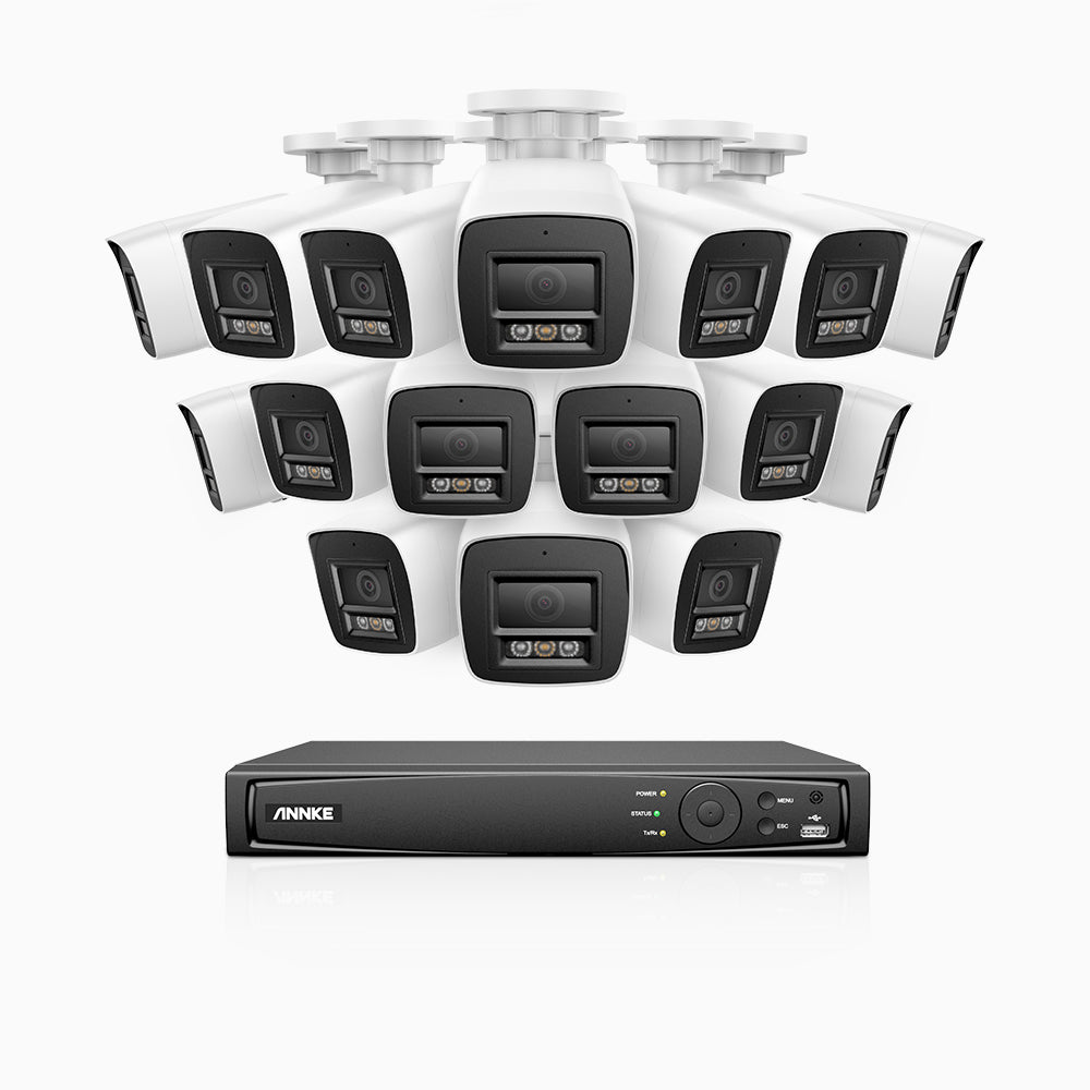 H1200 - Kit de 16 cámaras de vigilancia PoE de 4K 12MP con videograbador NVR de 16 canales, EXIR Visión Nocturna, detección de humanos y vehículos, H.265+, micrófono incorporado, almacenamiento local máximo de 512 GB, IP67