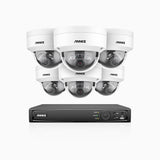 H1200 - Kit de 6 cámaras de vigilancia PoE de 4K 12MP con videograbador NVR de 8 canales, EXIR Visión Nocturna, detección de humanos y vehículos, H.265+, micrófono incorporado, almacenamiento local máximo de 512 GB, IP67