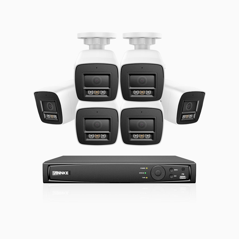 H1200 - Kit de 6 cámaras de vigilancia PoE de 4K 12MP con videograbador NVR de 8 canales, EXIR Visión Nocturna, detección de humanos y vehículos, H.265+, micrófono incorporado, almacenamiento local máximo de 512 GB, IP67