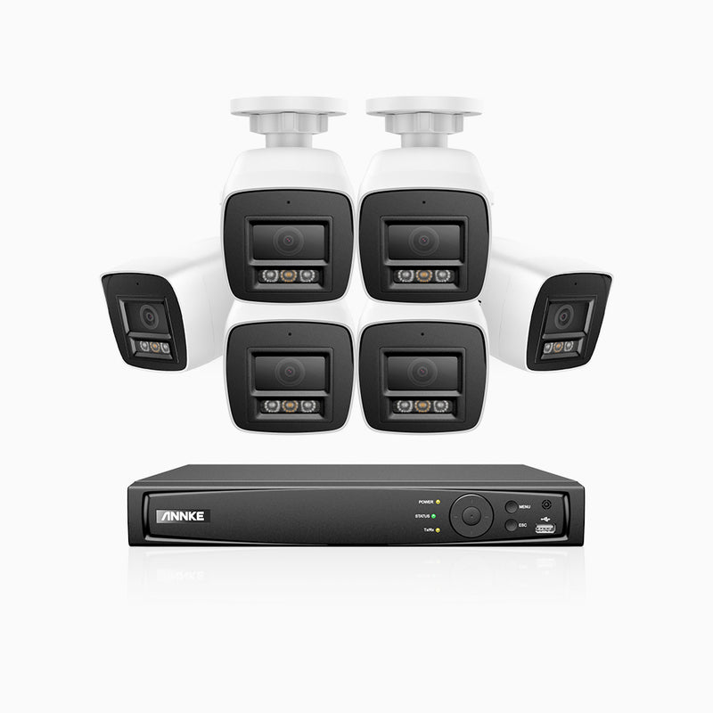 H800 - Kit de 6 cámaras de vigilancia PoE de 4K con videograbador NVR de 8 canales, Visión nocturna a color e infrarrojos, detección de humanos y vehículos, micrófono integrado, ángulo de visión 96º