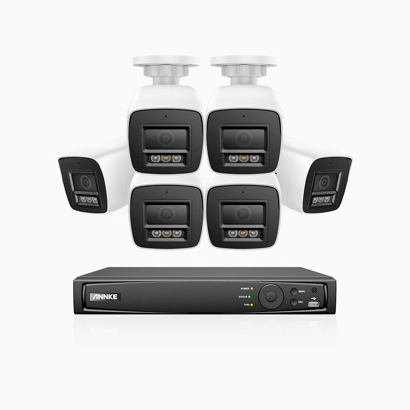 H1200 - 4K 12MP 8 Channel 6 Cameras PoE Security System, Color & IR Night Vision, Human & Vehicle Detection, H.265+, Built-in Microphone, Max. 512 GB Local Storage, IP67