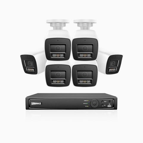 H1200 - 4K 12MP 8 Channel 6 Cameras PoE Security System, Color & IR Night Vision, Human & Vehicle Detection, H.265+, Built-in Microphone, Max. 512 GB Local Storage, IP67