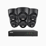 AH500 - Kit de 6 cámaras de vigilancia PoE de 3K con videograbador NVR de 8 canales, Resolución 3072*1728, Apertura f / 1.6 (0.005 Lux), Detección de humanos y vehículos, Micrófono incorporado, IP67