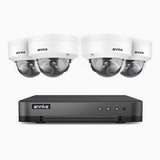H800 - Kit de 4 cámaras de vigilancia PoE de 4K con videograbador NVR de 8 canales, Visión nocturna a color e infrarrojos, detección de humanos y vehículos, micrófono integrado, ángulo de visión 96º
