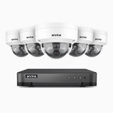 H800 - Kit de 5 cámaras de vigilancia PoE de 4K con videograbador NVR de 8 canales, Visión nocturna a color e infrarrojos, detección de humanos y vehículos, micrófono integrado, ángulo de visión 96º