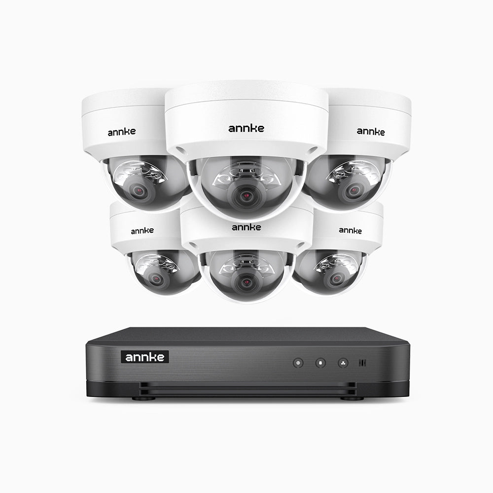 H800 - Kit de 6 cámaras de vigilancia PoE de 4K con videograbador NVR de 8 canales, Visión nocturna a color e infrarrojos, detección de humanos y vehículos, micrófono integrado, ángulo de visión 96º