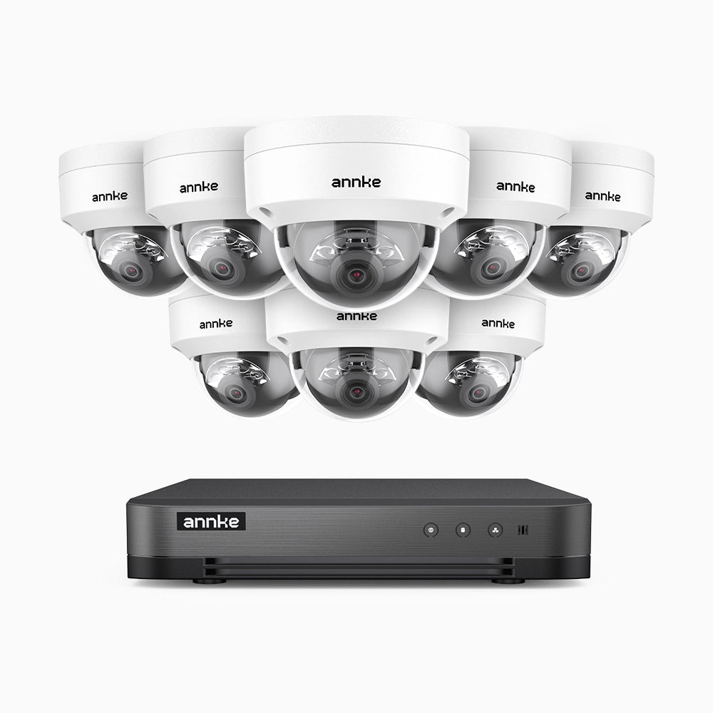 H800 - Kit de 8 cámaras de vigilancia PoE de 4K con videograbador NVR de 8 canales, Visión nocturna a color e infrarrojos, detección de humanos y vehículos, micrófono integrado, ángulo de visión 96º