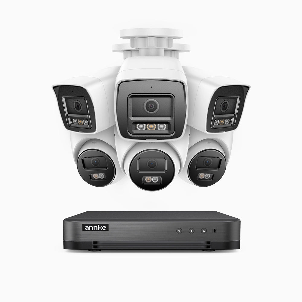 H800 - Kit de vigilancia PoE 4K con 3 cámaras bullet y 3 cámaras domo y videograbador NVR de 8 canales, Visión nocturna a color e infrarrojos, detección de humanos y vehículos, micrófono integrado, ángulo de visión 96º