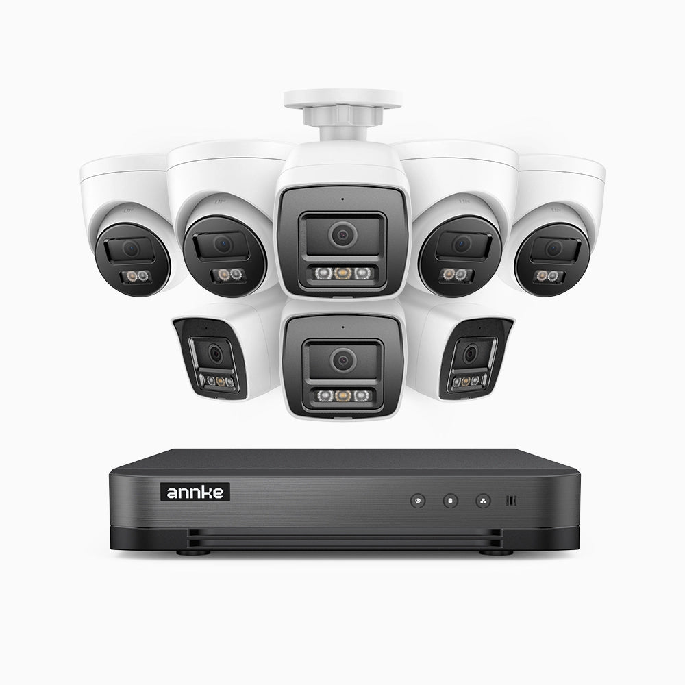 H800 - Kit de vigilancia PoE 4K con 4 cámaras bullet y 4 cámaras domo y videograbador NVR de 8 canales, Visión nocturna a color e infrarrojos, detección de humanos y vehículos, micrófono integrado, ángulo de visión 96º