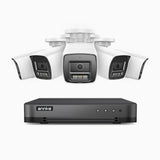 H800 - Kit de 5 cámaras de vigilancia PoE de 4K con videograbador NVR de 8 canales, Visión nocturna a color e infrarrojos, detección de humanos y vehículos, micrófono integrado, ángulo de visión 96º