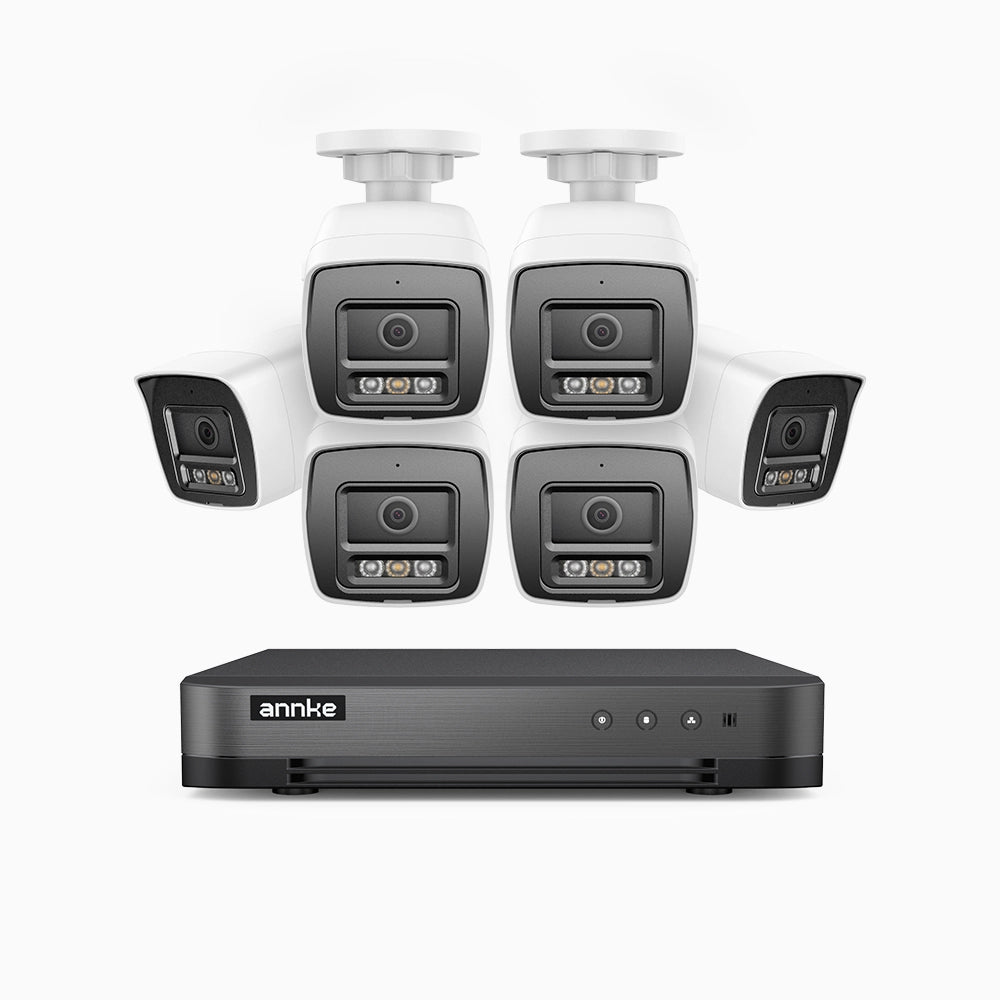 H800 - Kit de 6 cámaras de vigilancia PoE de 4K con videograbador NVR de 8 canales, Visión nocturna a color e infrarrojos, detección de humanos y vehículos, micrófono integrado, ángulo de visión 96º