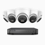 H800 - Kit de 5 cámaras de vigilancia PoE de 4K con videograbador NVR de 8 canales, Visión nocturna a color e infrarrojos, detección de humanos y vehículos, micrófono integrado, ángulo de visión 96º