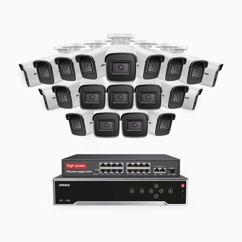 H800 - Sistema de seguridad NVR PoE 4K Ultra HD de 32 canales con cámaras de 20 piezas
