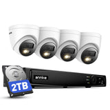 ANNKE Kit Cámaras Vigilancia PoE 4K, NVR 8CH, HDD 2TB, Grabación 24/7, 4× Cámaras IP Turret 8MP, Smart Dual Light, Visión Nocturna en Color, Detección IA de Personas y Vehículos