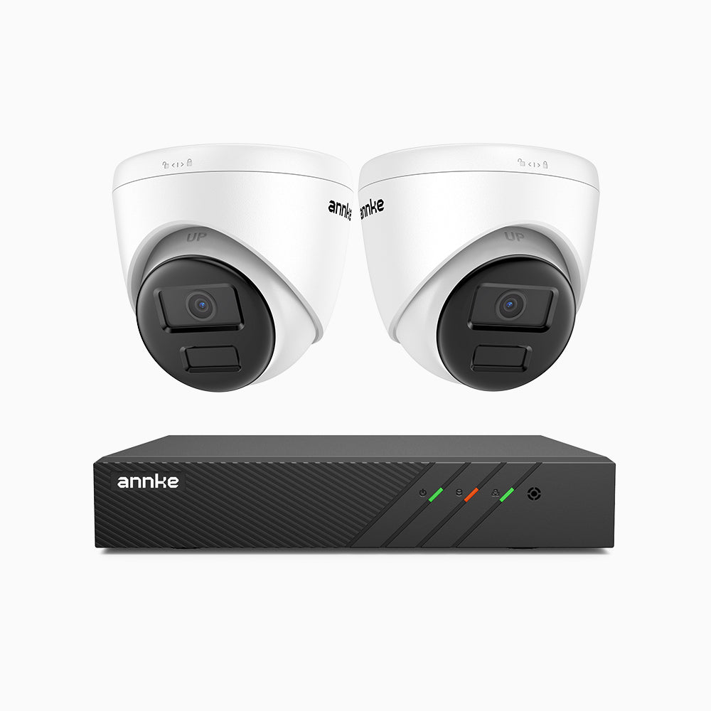 H300 - Kit de 2 cámaras de vigilancia PoE de 3MP con videograbador NVR de 8 canales, visión nocturna EXIR 2.0, detección de movimiento, H.265+, impermeabilidad IP67