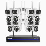 WCDS400 - Kit de 8 cámaras de vigilancia inalámbrico de 4MP con videograbador NVR de 8 canales,  WiFi de doble banda 2.4G/5G, giro de 350° e inclinación de 90°, visión nocturna de doble luz, detección de movimiento, audio bidireccional