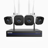 WS800 - Kit de 4 cámaras de vigilancia inalámbrico de 8MP con videograbador NVR de 16 canales, WiFi de doble banda 2,4/5,8 GHz Pro, detección de movimiento humano, audio bidireccional, visión nocturna, compatible con Alexa