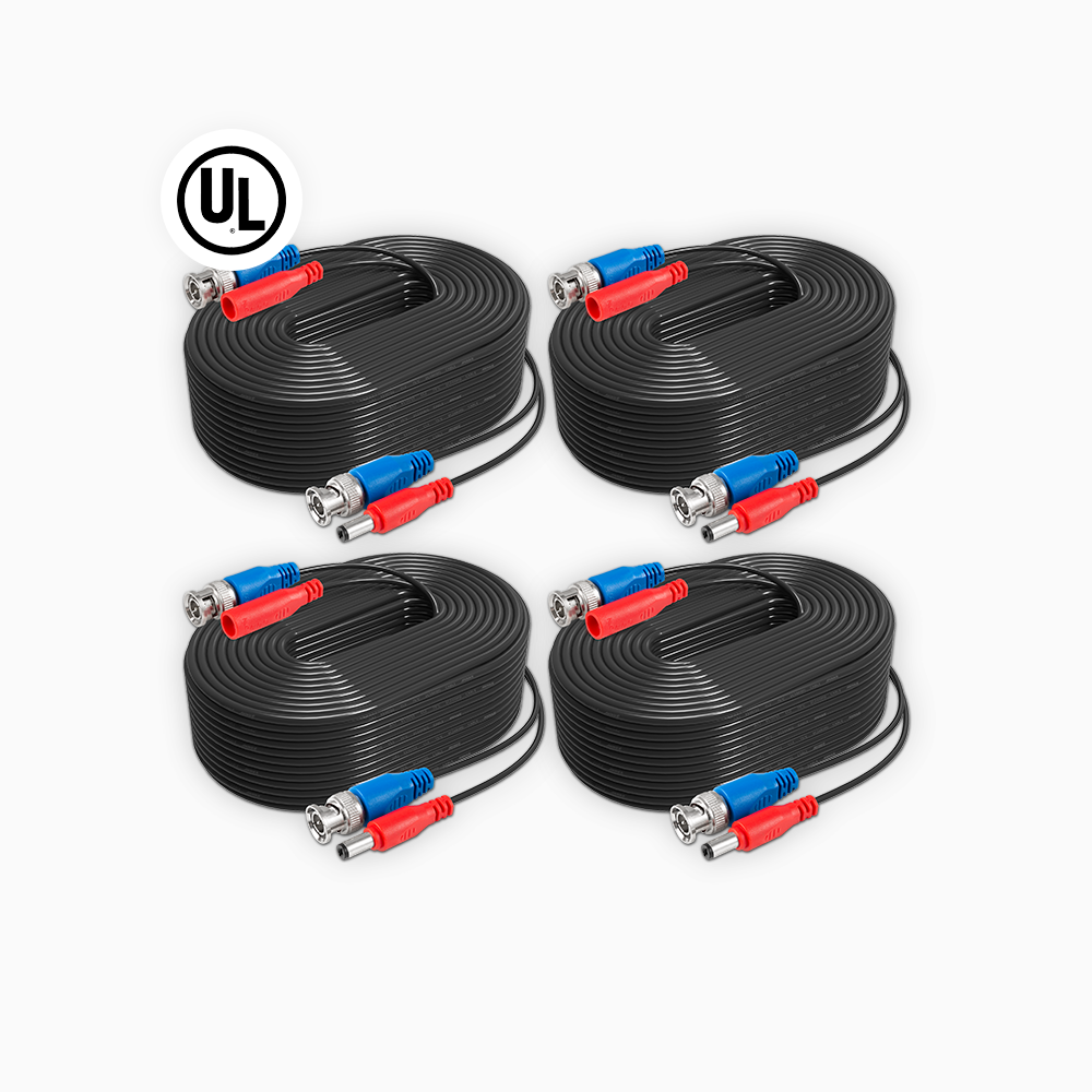 Cables de alimentación de vídeo BNC todo en uno 100 % certificados por UL de 30 m/100 pies resistentes al fuego