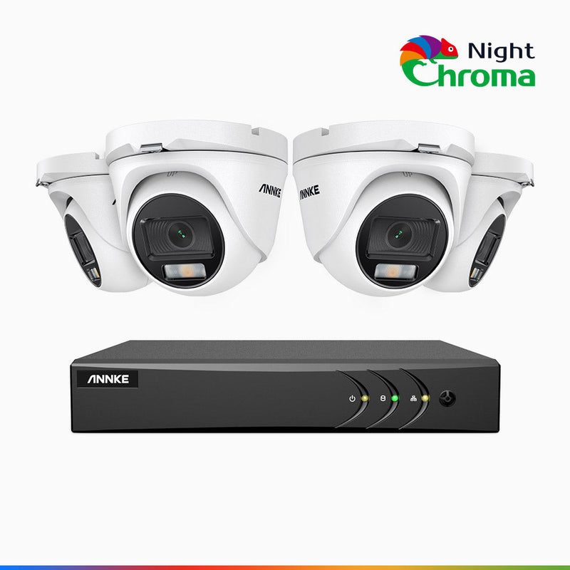 NightChroma<sup>TM</sup> NAK200 - 1080P 8 Channel 4 Camera Wired CCTV System, Acme Color Night Vision, f/1.0 Super Aperture, 0.001 Lux, 121° FoV, Active Alignment